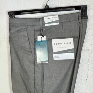 Perry Ellis Portfolio Men's SlimFit Non-Iron Stretch Dress Pants Gray 36X30 $95